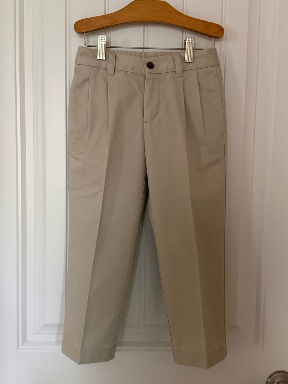 Brooks Brothers Boys Pleated-Front Pants Size 4 White Ivory Preppy